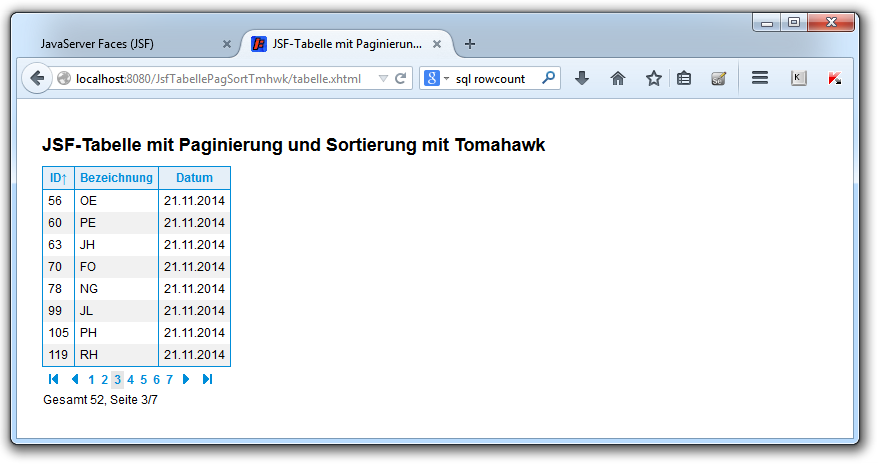 JsfTabellePagSortTmhwk-Webseite